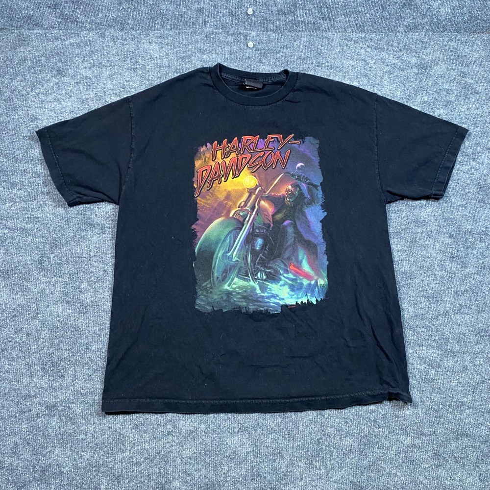 Harley-Davidson Mens XL Black Skeleton Rider Barnett El Paso TX Graphic T-Shirt